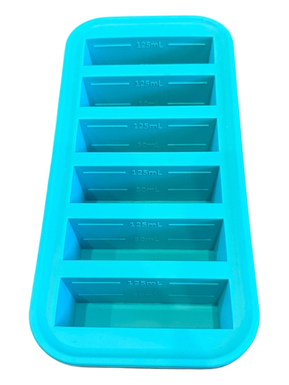 Flexible Silicone 6-Cavity Freezer Tray - Aqua 125 ml